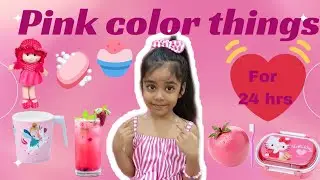 Using only PINK color for 24 hour's challenge #entertainingvideo#pinkchallengevideo