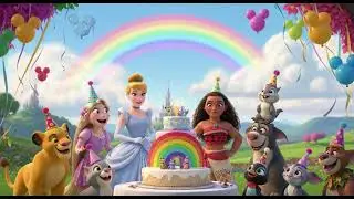 🎵 66 Радужная вечеринка в честь дня рождения Золушки и Моаны 🎉🌈 | Песня для принцесс | Детские ст...