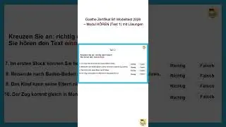 Goethe Zertifikat B1 Modelltest 2026 &ndash; Modul H&Ouml;REN (Test 1) mit L&ouml;sungen