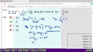#rrbntpc if x2y2 + 1/x2y2 = 83 then the value of xy - 1/xy is