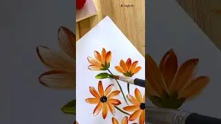 Easy Flower Painting Technique/ Acrylic Painting Ideas #art #painting #shorts