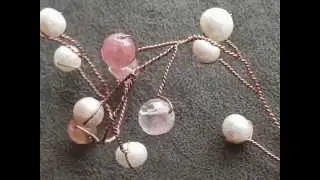 Shape-able High Qual Hair Vine Genuine Pink Tourmaline & Genuine Fresh Water Pearls on Pure Copper