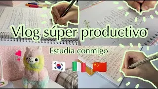 Study Vlog ✨ Un día muy productivo estudiando Italiano, Coreano y Mandarín 🤓📚 (Eng subs)