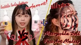 BATTLE BODY LOTION + MATRYOSHKA DOLL FACE ART MAKEUP | Face Painting Tutorial | YULI LIN