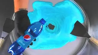 Pepsi Blue Ice Cream Rolls - how to make satisfying blue Coca Cola rolled fried Ice Cream | ASMR