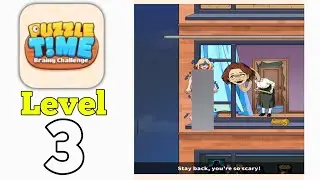Прохождение и решение уровня 3 игры Puzzle Time: помогите девочке сбежать вниз.