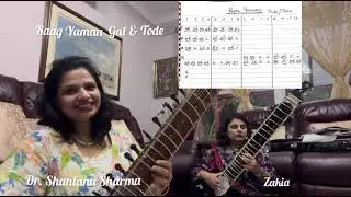 Raag Yaman Razakhani Gat & Tode/ Taan Tutorial with Sargam notations. sitar #raagyaman #gurushishya