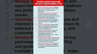 Operations Manager Roles and Responsibilities | Operations Manager Skills | Operations Manager Job