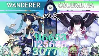 Новая Спиральная Бездна 6.3 | Гиперкоманда Странника C1R2 и Лунная команда Колумбины C0 | Genshin...