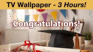 Graduation Party TV Screensaver with Congratulations Message and Falling Confetti!