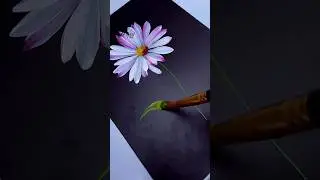 Easy pink daisy flower painting in OneStroke #satysfying #art #shorts