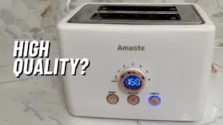 Обзор ретро-тостера Amaste Elegant White на 2 ломтика | Светодиодный таймер, режим для бубликов, ...