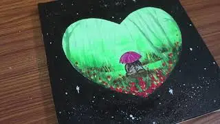 Galaxy Couple Acrylic Painting | Easy Masking Tape & Palette Knife Art | ASMR