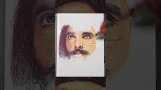 Рисую портрет Ранвира Сингха из фильма &laquo;Падмаават&raquo; шариковыми ручками.