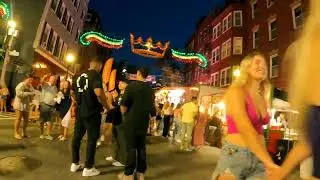 Boston North End Ride/Walk Madonna Della Cava Feast on Hanover Street. Binaural Audio ASMR