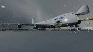 [P3D V5.3] PMDG Boeing 747-467F(SCD) Silk Way West 4K-BCH AZG9602 ENGM - Baku UBBB Takeoff Oslo ENGM
