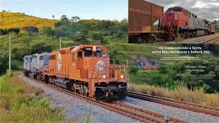2 Trens subindo a Serra com força máxima na divisa de Belo Horizonte com Sabará-MG