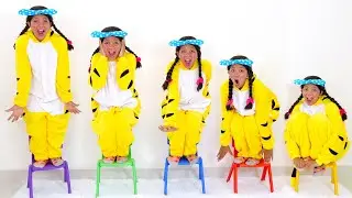 Five Little Children Standing on the Chair | Kids Song with Fruits