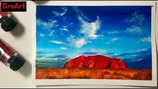 [daily challenge 10/100] Uluru in Australia watercolor painting