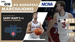 AUGUSTAS MARCIULIONIS HIGHLIGHTS Saint Mary's Gaels NCAA WCC college basketball v Merrimack Warriors