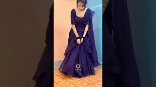 Organza Ruffle saree #readytowearsaree #navyblue #readytowear #organzasaree #rufflesaree