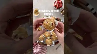Strawberry Almond Muffins #muffins #recipe #breakfastrecipe #strawberryrecipes