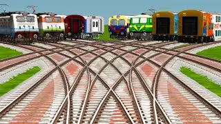 Eight Back To Back Freight Trains Crossing At Bumpy Curved Branched Tracks | train simulator classic