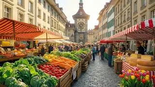 Утренний фермерский рынок в Берне 🇨🇭 | Прогулка по самому красивому городу Швейцарии