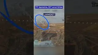 Russian Lancet Drone Strikes Artillery Seconds Before FPV Impact