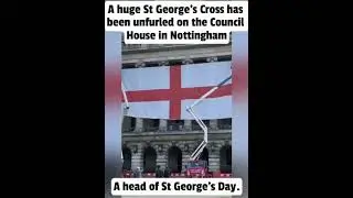 Huge St George's flag unfurled in Nottingham's Old Market Market Square. #england #nottingham #uk