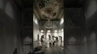 Abandoned multimillion ballroom restored 😲 #interiordesign #home #renovation #construction