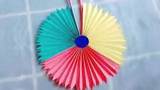 Easy paper flower fan making with colour paper|easy origami craft idea|DIY