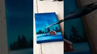 how to draw simple Snow World painting 🖼 #canvas