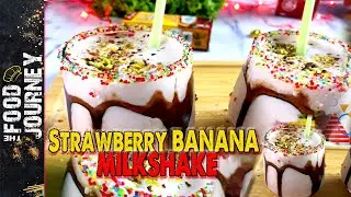 Strawberry Banana Milkshake | Healthy Milk Shake Drink Quick Recipe | Strawberry banana smoothie