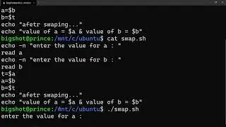 Swapping values of two variables Shell Programming | os | 4th sem cse | operating system lab | QT