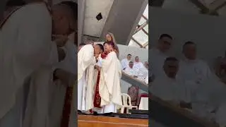 Newly Ordained Catholic Priests hug and congratulate themselves after Ordination #catholicclergy