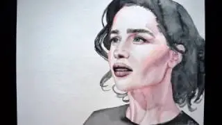 Speedpainting of Emilia Clarke - Watercolor Time Lapse