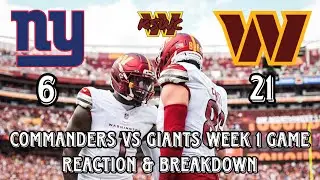 Commanders Defeat Giants 21-6. Defense Dominates. Sloppy Offense