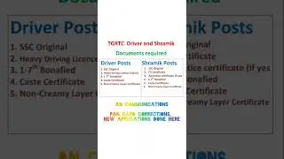 Driver and shramik post required documents #TgRtc recruitment, #telanganaRTC, #tgrtc, #Tsprb