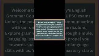 ENGLISH GRAMMAR COURSE BY AI ACADEMY  #englishgrammar #basics #aiacademy #computer #computers