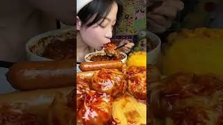 Paper Skin Sui Mai + Fire Noodles Paired with fried cheese, the molten chicken cutlet #shorts