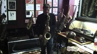 Chris Potter plays a Selmer gold plated Cigar Cutter tenor saxophone circa 1931 at Saxquest