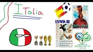 Todos los mundiales que ha ganado Italia (1934; 1938; 1982; 2006) (Countryballs)