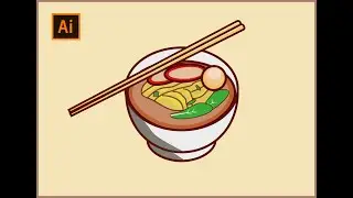 How to draw Noodle soup in Adobe Illustrator.