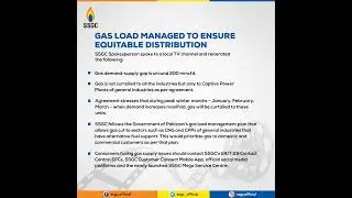 SSGC is taking to manage Gas Load.