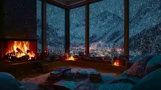 Snowy Night Retreat in a Cozy Cabin | Fireplace Warmth & Winter Ambience for Deep Rest