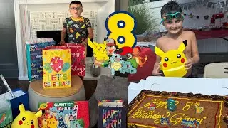 Gianni’s 8th Birthday Party!🥳 Pokemon Theme Pool Party! Build-A-Bear, Hibachi & presents! 🎁