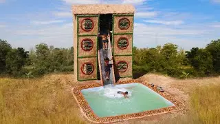 Build Three Story Big Mud House And Build Big Swimming Pool With Water Slide (full video)