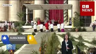 Raspy voiced Pope skips homily for Palm Sunday, but manages Angelus