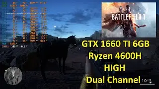 Test Laptop. Battlefield 1 - High Settings, Full HD (ASUS FA506 - Ryzen 4600H, 16Gb, GTX 1660 TI)